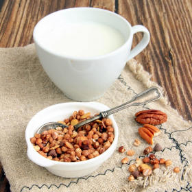 Muesli proteico de chocolate com noz-pecã e caramelo - Muesli chocolat pécan et caramel